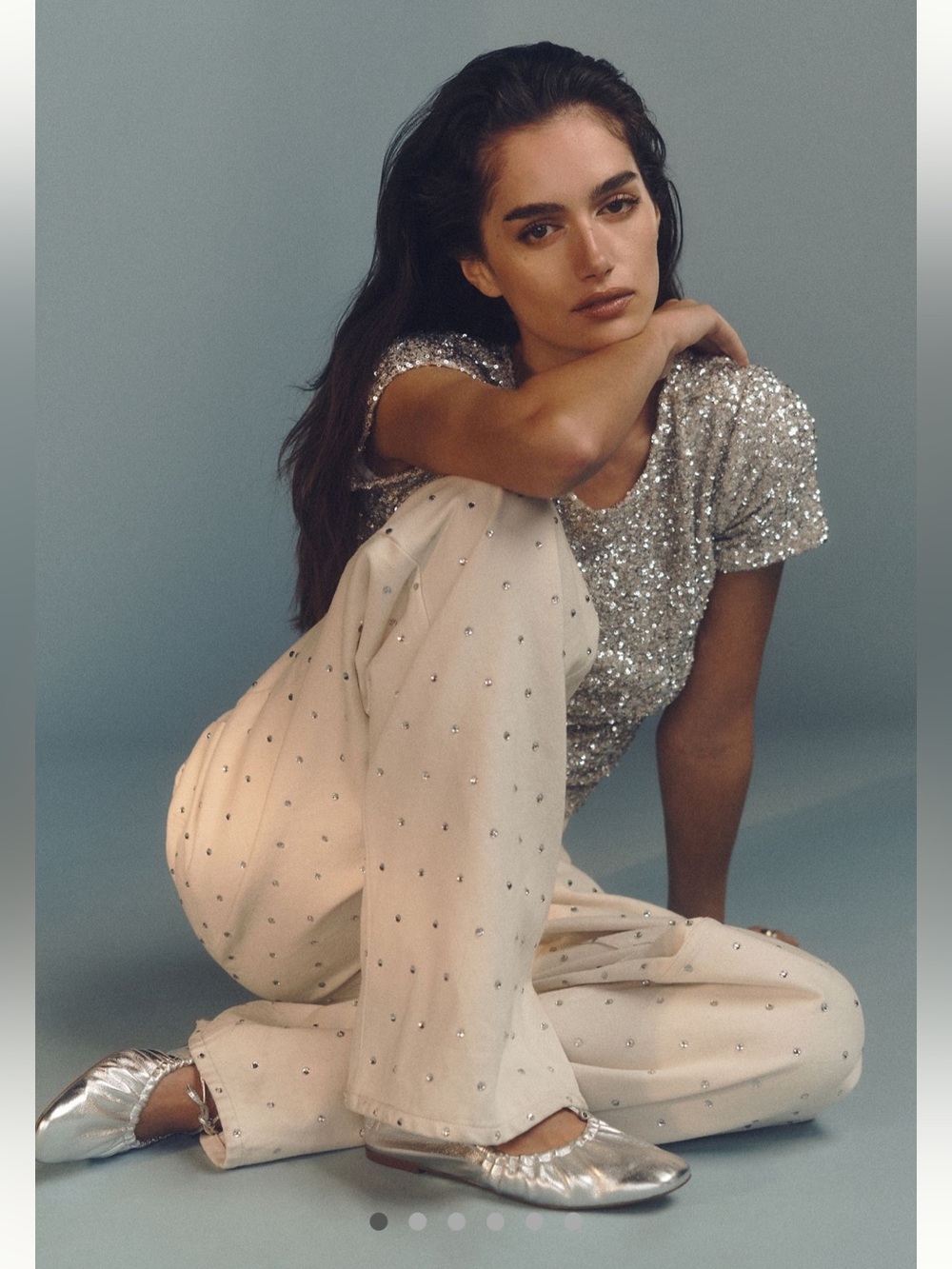 Pilcro Anthropologie Cream Boyfriend Jeans with Stud Detailing